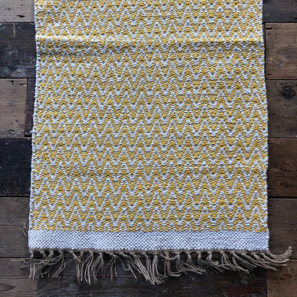 Yellow & Natural Jute Cotton Zig Zag Rug 
