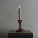 Harlequin Amethyst Glass Candlestick - Short