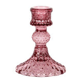 Harlequin Amethyst Glass Candlestick - Short