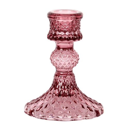 Harlequin Amethyst Glass Candlestick - Short