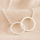 Lisa Angel Brushed Interlocking Hoop Necklace in Silver