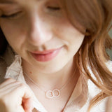 Lisa Angel Brushed Interlocking Hoop Necklace in Silver