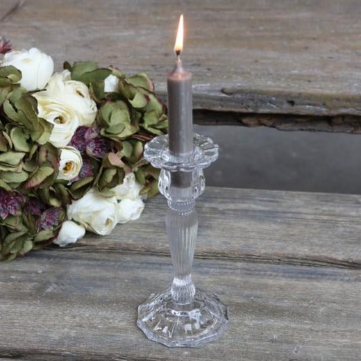 Clear Candlestick with Grooves