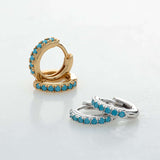 Scream Pretty Huggie Earrings with Turquoise Stones - Gold