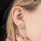 Scream Pretty Huggie Earrings with Turquoise Stones - Sterling Silver