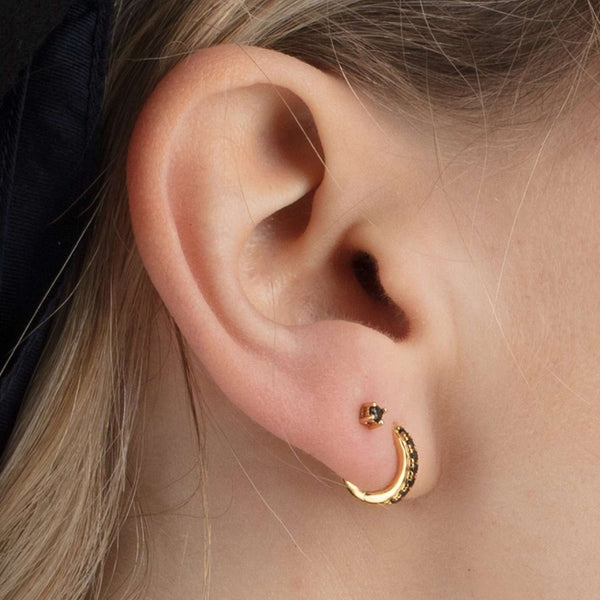 Scream Pretty Teeny Tiny Stud Earrings - Gold Blue Stones