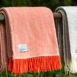 Recycled Wool Blanket - Flamingo & Pearl Herringbone