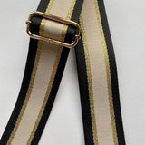 Crossbody Bag  Strap - Black Beige Gold Stripe