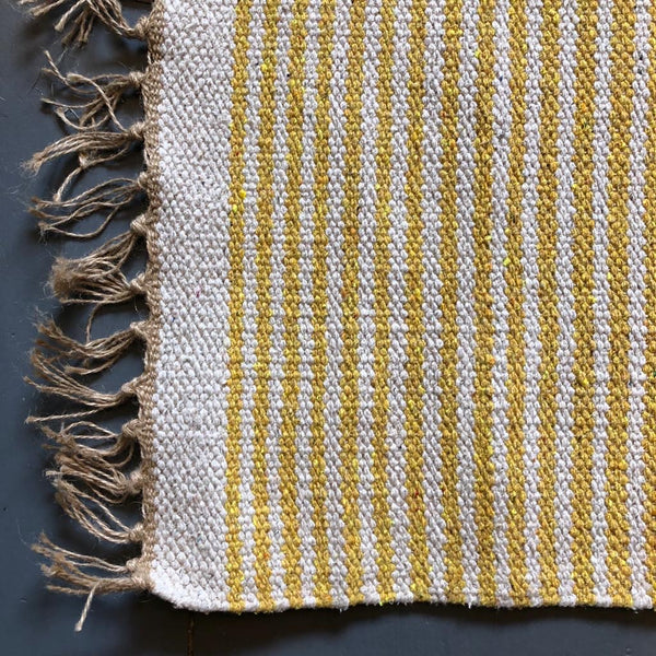 Yellow & Natural Striped Rug