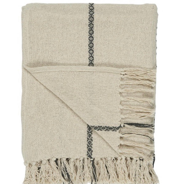 Black Stripe Cotton Throw
