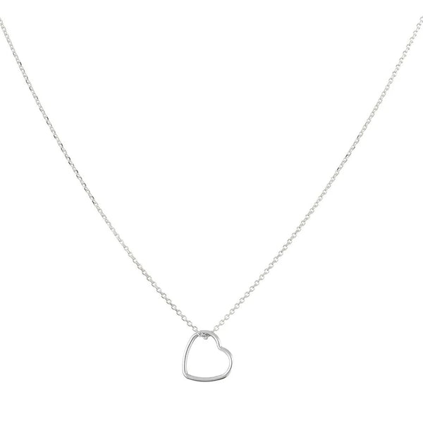 One & Eight Silver Open Heart Necklace