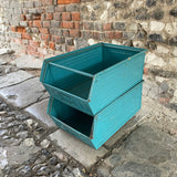 Vintage Turquoise Metal Crate