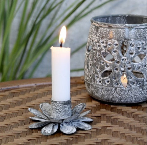 Zinc Flower Candle Holder