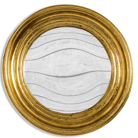 Round Antique Gold Convex Mirror - 40cm