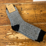 Jasper Black/White Herringbone Mens Socks