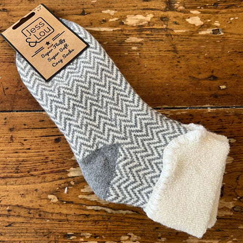 Jess & Lou Herringbone Ladies Cuff Socks - Grey