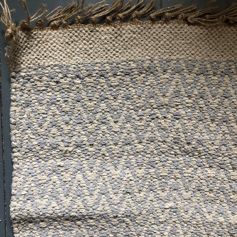 Light Grey and Natural Jute & Cotton Zig Zag Rug
