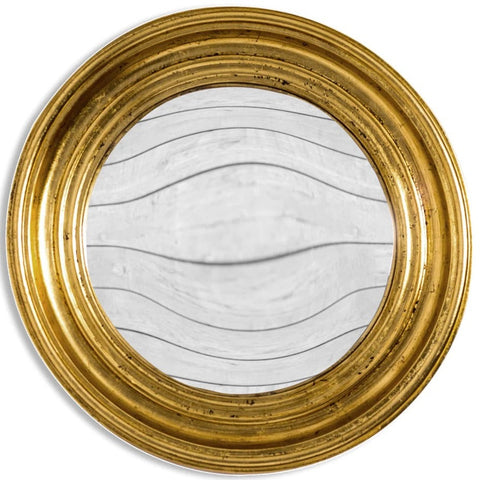 Round Antique Gold Convex Mirror - 52cm