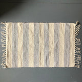 Grey and Natural Thick Stripe Rug 60x90cm