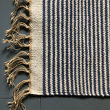 Dark Blue & Natural Striped Rug