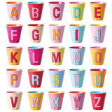 Melamine Two Tone Alphabet Cups - A to Z