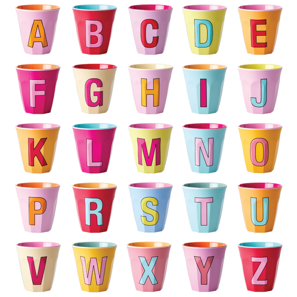 Melamine Two Tone Alphabet Cups - A to Z
