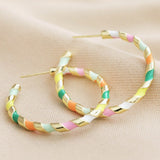 Lisa Angel Multicolour Enamel Rope Hoop Earrings