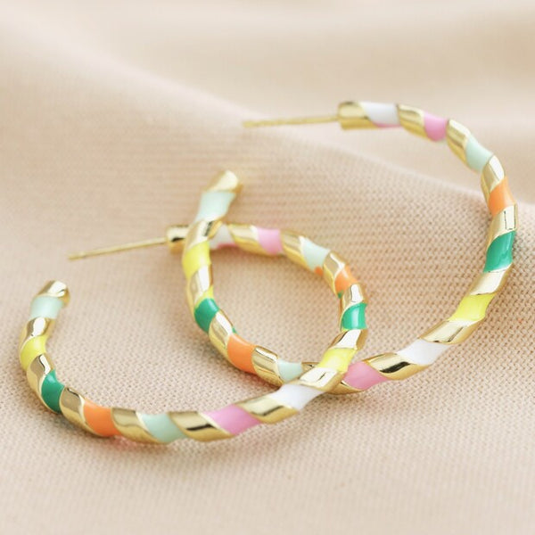 Lisa Angel Multicolour Enamel Rope Hoop Earrings
