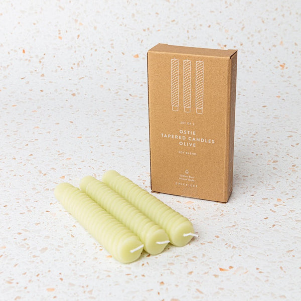 Ostie Tapered Candles - Olive