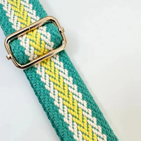 Crossbody Bag  Strap - Green White Yellow Woven