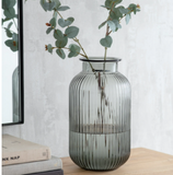 Ribbed Vase - Smoke, Large