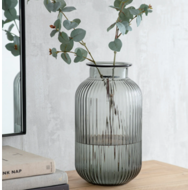 Ribbed Vase - Smoke, Large